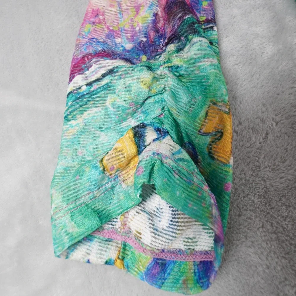 Leoma Lovegrove Open Cardigan Womens L Colorful Fish Print Casual Ruched Sleeve - Picture 10 of 12